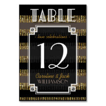 Black Guld Rand + Art Deco Bordsnummer Card