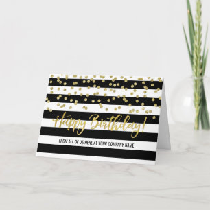 Black Guld Rand Business Group Birthday Card Kort