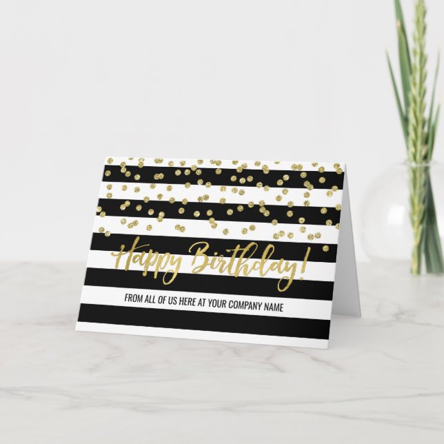 Black Guld Rand Business Group Birthday Card Kort (Framsida)