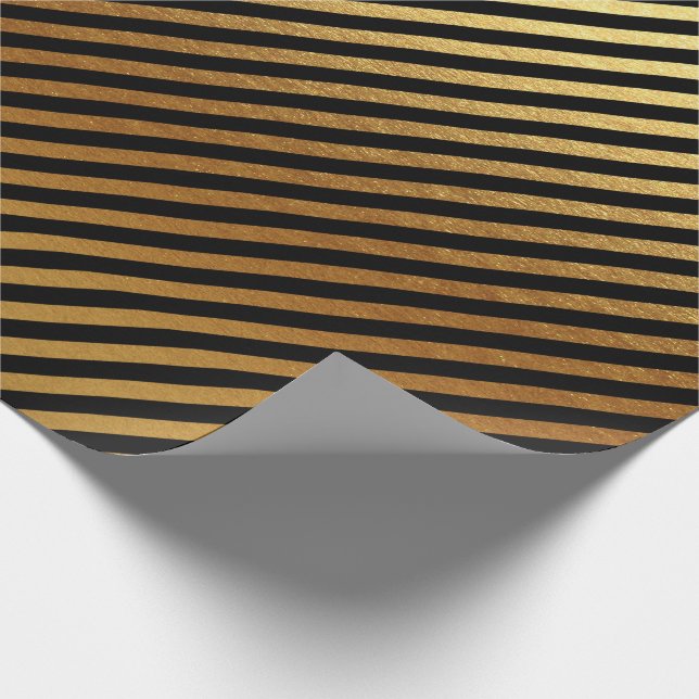 Black Guld Rand Linjer Metallic Minimal Lux Presentpapper (Hörn)