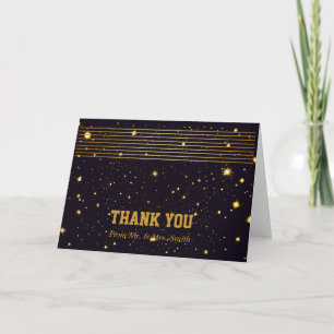 Black Guld Rand Star Glitter Sparkles Tack Kort