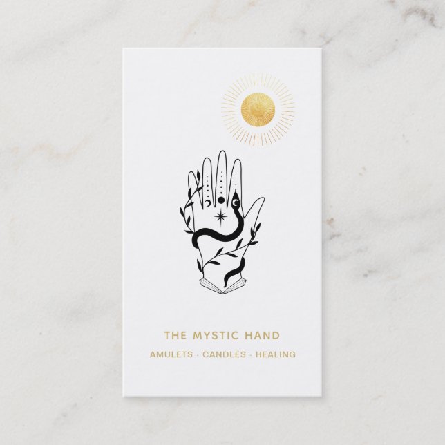 *~* Black - Guld Rays Mystic Hand.Snake   Visitkort (Framsida)