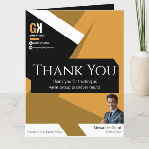 Black & Guld Realtor Design, Real Gods Agent Tack Kort