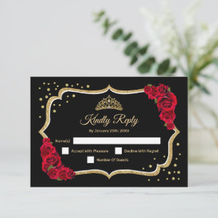 Black Guld Red Quinceanera OSA Kort