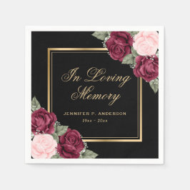 Black Guld Red Rosa Blommigt Memorial Funeral Pappersservett