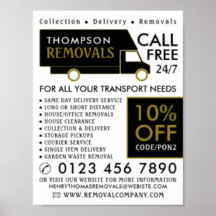 Black & Guld Removal Van Company Reklam Poster