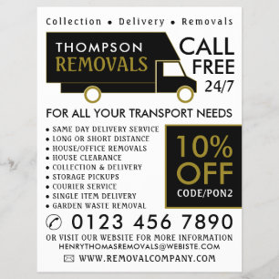 Black & Guld Removal Van Company Reklam Reklamblad