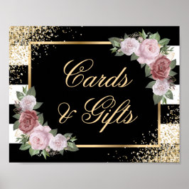 Black Guld  Rosa Bröllopskort och presentkort Poster
