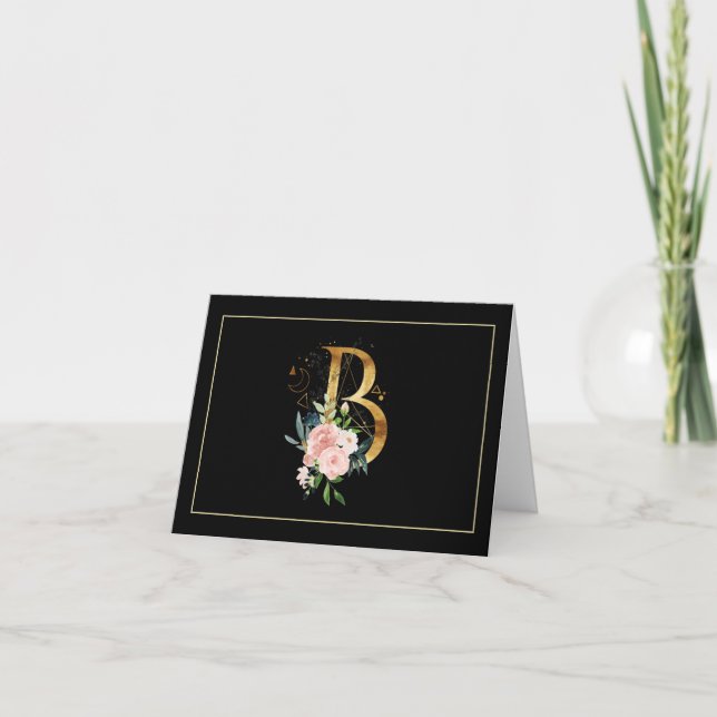 BLACK GULD & ROSA MONOGRAM INITIAL B ANTECKNINGSKORT (Framsida)