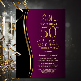 Black Guld Rosa Surprise 50:e födelsedagen Inbjudningar