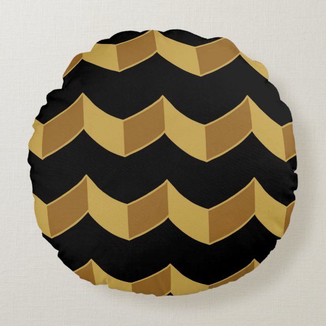 Black Guld Rund Kudde (Framsidan)
