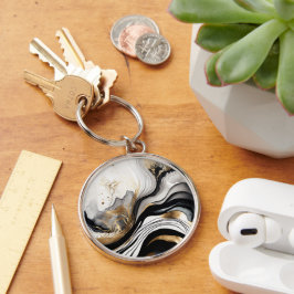 Black Guld Rund Silverfärgad Nyckelring