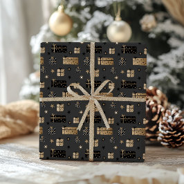 Black Guld Scandinavian jul Paket Mönster Presentpapper