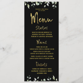 Black & Guld Script Calligraphy Classic Bröllop Meny