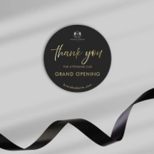 Black Guld Script Grand Open Logotyp Tack