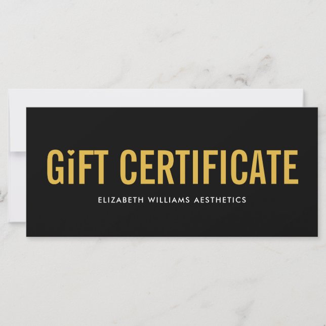 Black Guld Simple Modern Gift Certificate (Framsida)