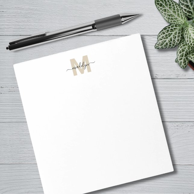 Black Guld Simple Namn Monogram Anteckningsblock (Black Gold Simple Name Monogram Notepad)