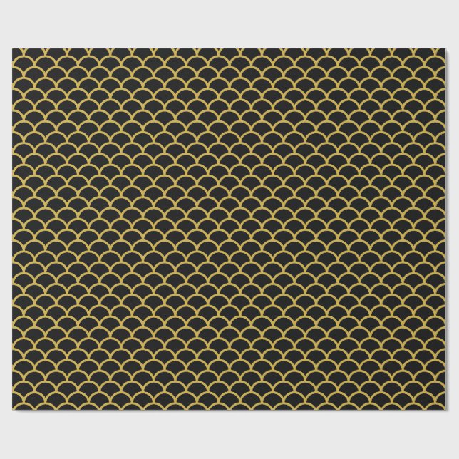 Black Guld Sjöjungfru BIRTHDAY BRÖLLOP WRAP Presentpapper (Platt)