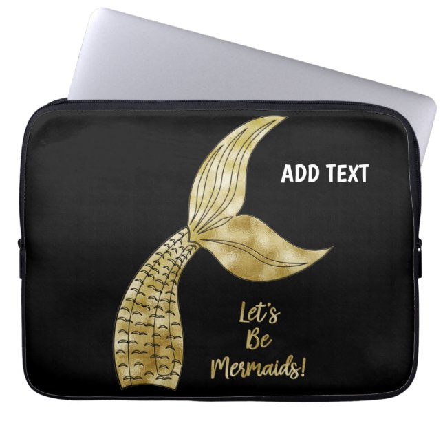 Black guld sjöjungfru laptop fodral (Framsidan)