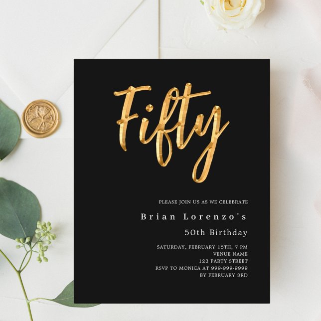 Black guld-skript 50-årsinbjudan (Skapare uppladdad)