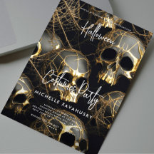 Black Guld Skull Vuxen Halloween fest Modern
