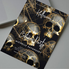 Black Guld Skull Vuxen Halloween fest Modern Inbjudningar