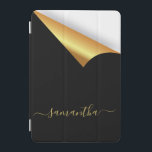 Black guld sliter bort modernt elegant monogram iPad mini skydd<br><div class="desc">Elegant, roligt och modern i svart, faux guld metall och vitt. Med en illusion av borttagningseffekt. Anpassa och lägg till ditt namn. Namn är skrivet med ett modernt handskript i stil. Golden brev. Om du bara vill behålla utslagen tar du bort exemplet namn lämnar du blankstegen eller symbolerna framför och...</div>