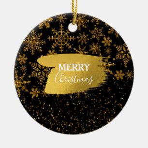 Black & Guld Snöflingor Stars God jul Julgransprydnad Keramik