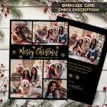 Black Guld Snowflake 5 Photo Collage jul Julkort<br><div class="desc">Modern Calligraphy Black och Guld Snowflake 5 Photo Collage God jul Script Helgdag Card. ( ) NOTERA ATT DESSA STORLEKA KORT PÅ 6, 5" X 8, 75" ÄR STÖRRE ÄN GENOMSNITTET, PÅ GRUND AV DET STÖRRE STORLEKA KORTET ÄR DET NÄSTAN SÄKERT ATT POSTAGKOSTNADERNA KOMMER ATT VARA HÖGRE. OM DU FÖREGÅR...</div>
