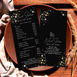 Black Guld Specks Nail Salon Pris lista Reklamkort