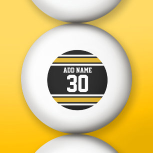 Black Guld Sports Jersey med ditt namn och nummer Pingisboll