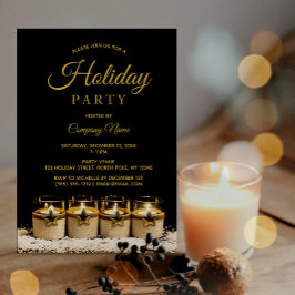 Black Guld Star Candle Corporate Julfest Inbjudningar