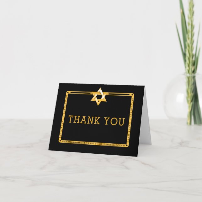 Black Guld Star of David Pub Mitzvah Tack (Framsida)