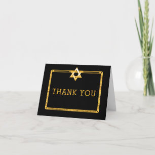 Black Guld Star of David Pub Mitzvah Tack Kort
