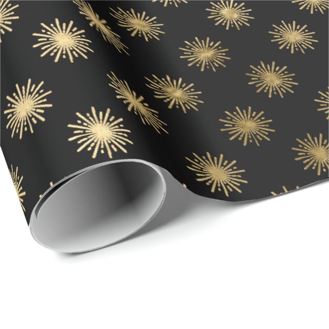 Black Guld Stars Confetti delikat Konfetti Sol Presentpapper (Rullad Hörn)