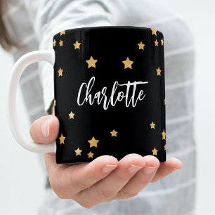 Black guld stjärnor namn elegant kaffemugg