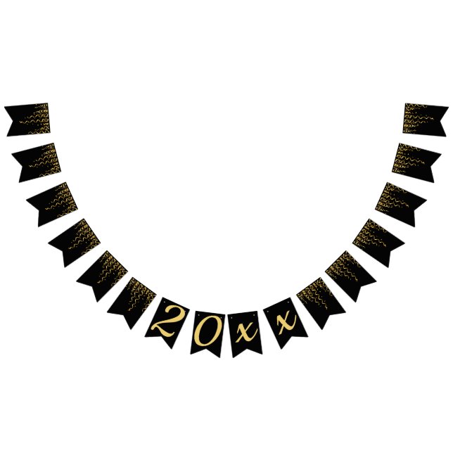 Black & Guld Streamers, Nyårsafton Vimplar (Alla)