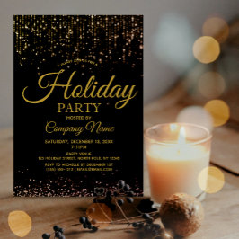 Black Guld String Ljus Corporate Julfest Inbjudningar