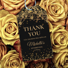 Black Guld String Ljus Vuxen Birthday Tack Presentetikett