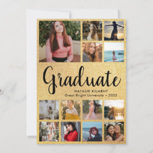 Black & Guld Student 13 Photo Collage Studenten Meddelande