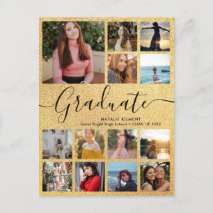 Black & Guld Student 13 Photo Collage Studenten Meddelande Vykort