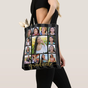 Black Guld Studenten K-12 13 Photo Collage Script Tygkasse