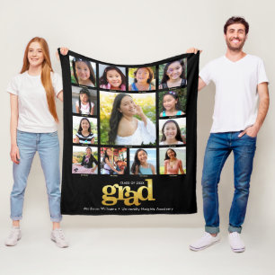 Black Guld Studenten K-12 Photo Collage Modern Fleecefilt