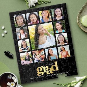 Black Guld Studenten K-12 Photo Collage Modern Pussel
