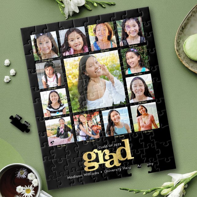 Black Guld Studenten K-12 Photo Collage Modern Pussel (Skapare uppladdad)