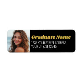 Black Guld Studenten Photo Returadress Returadress Etikett