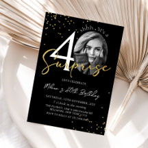 Black Guld Surprise 40:e födelsedag Fotoinbjudan