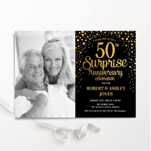 Black Guld Surprise 50-årsfoto Inbjudningar