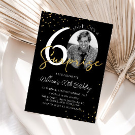 Black Guld Surprise 60:e födelsedag Fotoinbjudan Inbjudningar