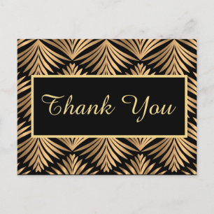 Black Guld Tack Gatsby Black Art Deco Bröllop Vykort